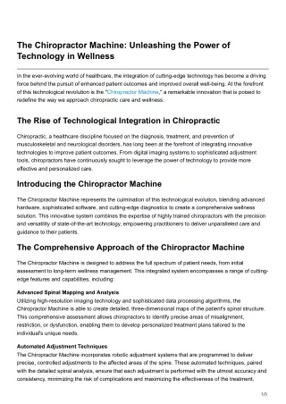 The Chiropractor Machine Unleashing the Power of Technology in Wellness