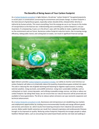 The Benefits of Being Aware of Your Carbon Footprint