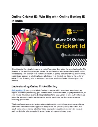 Online Cricket ID_ Win Big with Online Betting ID in India