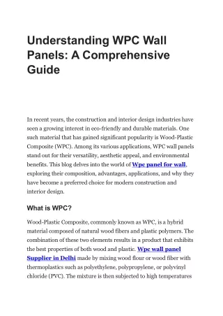 Understanding WPC Wall Panelss