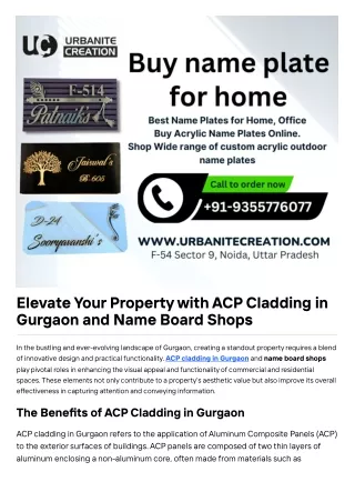 Elevate Your Property with ACP Cladding in Gurgaon and Name Board Shops