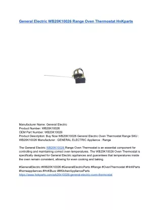 General Electric WB20K10026 Range Oven Thermostat HnKparts