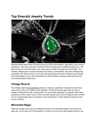 Top Emerald Jewelry Trends