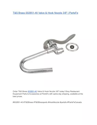 T&S Brass 002851-40 Valve & Hook Nozzle 3/8" | PartsFe
