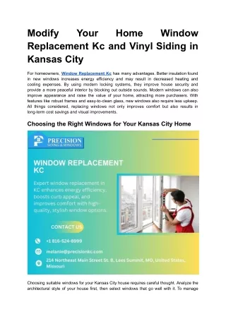 Modify Your Home Window Replacement Kc and Vinyl Siding in Kansas City