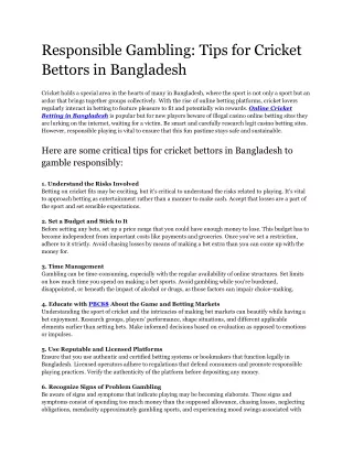 Responsible Gambling_ Tips for Cricket Bettors in Bangladesh