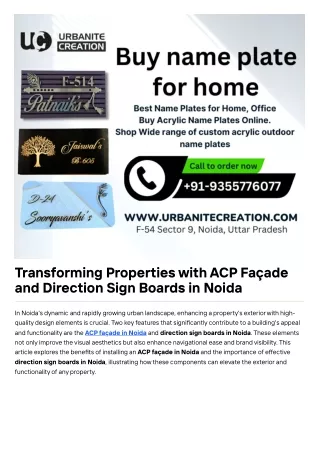 Transforming Properties with ACP Façade and Direction Sign Boards in Noida