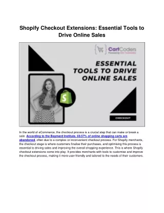 Shopify Checkout Extensions: Key Tools to Increase Online Sales