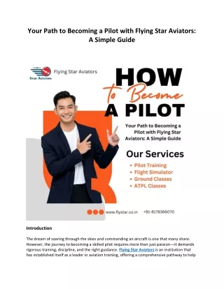 Your Path to Becoming a Pilot with Flying Star Aviators