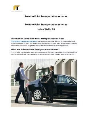 Point to Point Transportation services