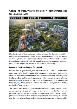 Godrej The Trees Vikhroli Mumbai - Apartments for Sale