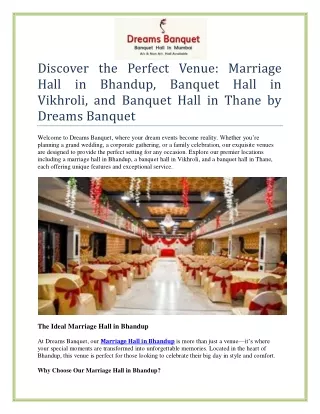 Perfect Venue: Marriage Hall