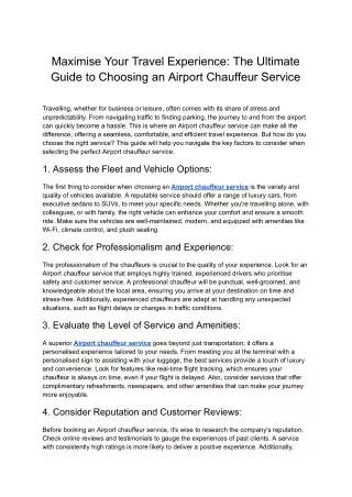 Maximise Your Travel Experience_ The Ultimate Guide to Choosing an Airport Chauffeur Service