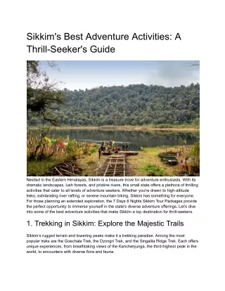 7 Days 6 Nights Sikkim Tour Packages
