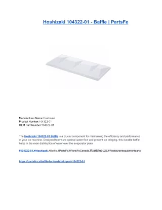 Hoshizaki 104322-01 - Baffle _ PartsFe