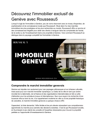 Immobilier geneve
