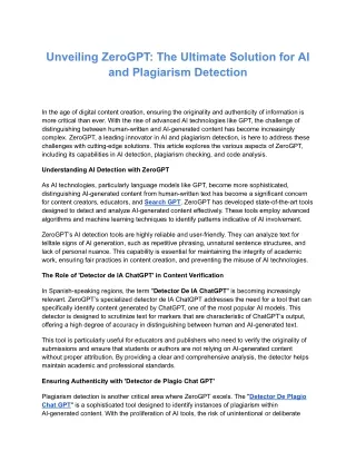 Unveiling ZeroGPT_ The Ultimate Solution for AI and Plagiarism Detection