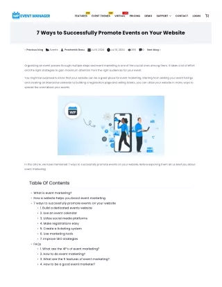 successfully promote events on website