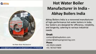 Hot Water Boiler Manufacturer in India - Abhay Boilers India