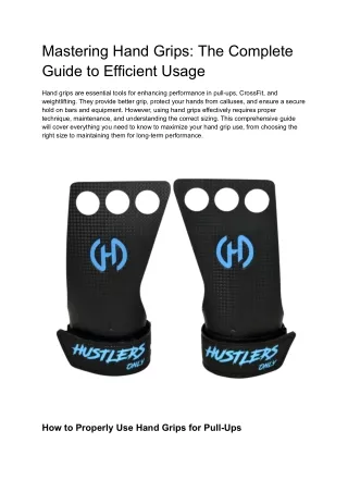 Mastering Hand Grips_ The Complete Guide to Efficient Usage