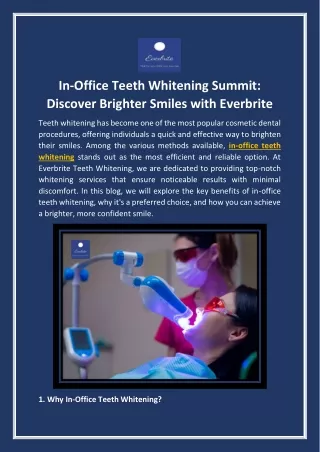 In-Office Teeth Whitening Summit: Discover Brighter Smiles with Everbrite