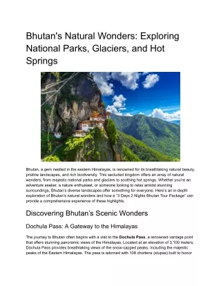 Bhutan's Natural Wonders_ Exploring National Parks, Glaciers, and Hot Springs