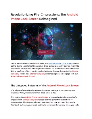 Revolutionizing First Impressions_ The Android Phone Lock Screen Reimagined