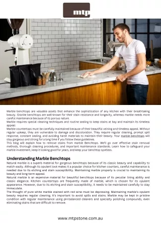 How to Get Stains Out of Marble Benchtop