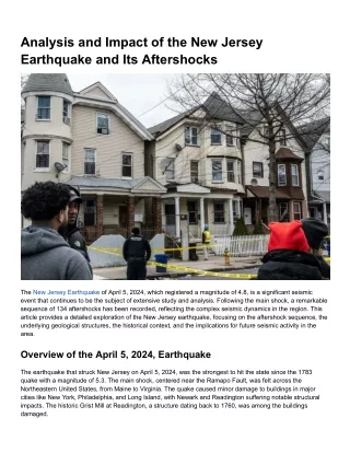 _Analysis and Impact of the New Jersey Earthquake and Its Aftershocks