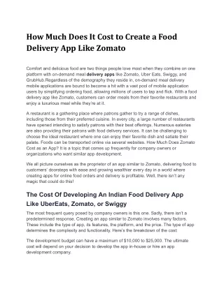 __How Much Does It Cost to Create a Food Delivery App Like Zomato