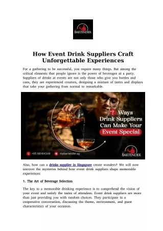 How Event Drink Suppliers Craft Unforgettable Experiences