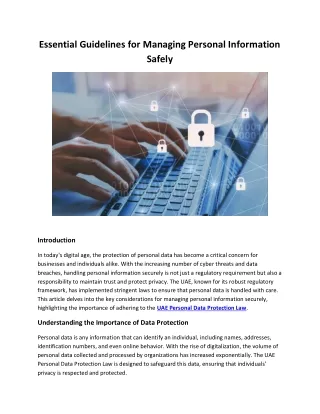 Essential Guidelines for Managing Personal Information Safely