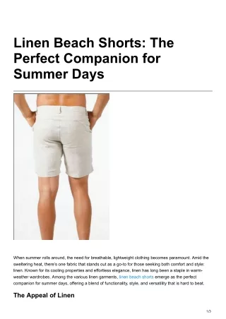 Linen Beach Shorts The Perfect Companion for Summer Days