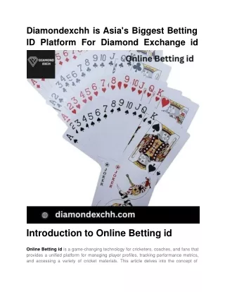 diamondexchh is Asia's Biggest Betting ID Platform For Diamond Exchange id.