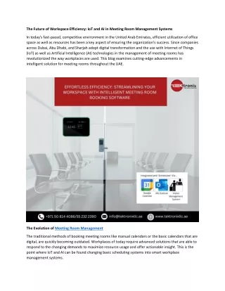 IoT and AI in Meeting Room Management Systems-UAE