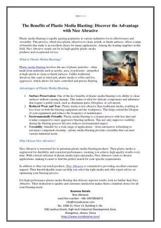 The Benefits of Plastic Media Blasting Discover the Advantage with Nice Abrasive