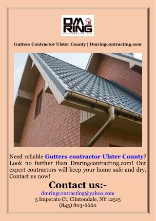 Gutters Contractor Ulster County  Dmringcontracting.com