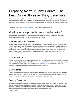 Preparing for Your Baby's Arrival_ The Best Online Stores for Baby Essentials