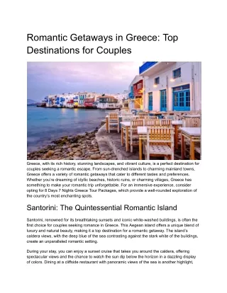 Romantic Getaways in Greece_ Top Destinations for Couples