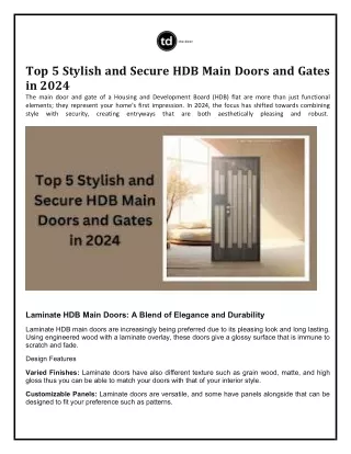 Top 5 Stylish and Secure HDB Main Doors and Gates in 2024