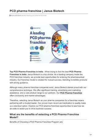 PCD Pharma Franchise