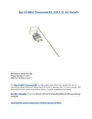 Star 2T-48817 Thermostat RX, 3_16 X 12, 24 _ PartsFe