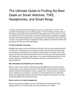 The Ultimate Guide to Finding the Best Deals on Smart Watches, TWS, Headphones, and Smart Rings