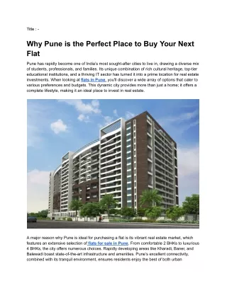 Apartments for Sale in Pune | Buy Premium Flats
