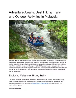 Adventure Awaits_ Best Hiking Trails and Outdoor Activities in Malaysia
