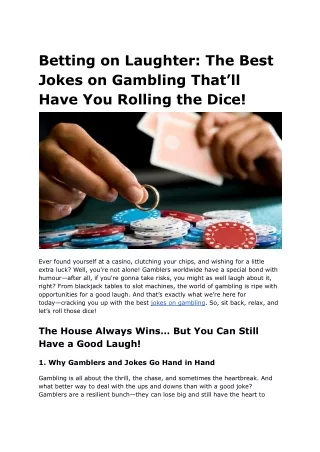 Betting on Laughter_ The Best Jokes on Gambling That’ll Have You Rolling the Dice
