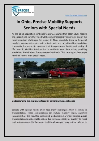 In Ohio, Precise Mobility Supports Seniors with Special Needs