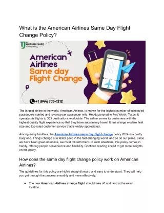 What is the American Airlines Same Day Flight Change Policy