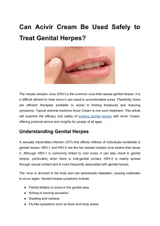 pdf Can Acivir Cream Be Used Safely to Treat Genital Herpes