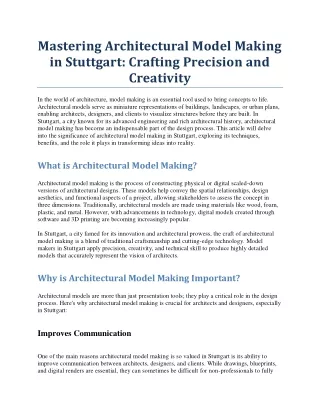 Mastering Architectural Model Making in Stuttgart